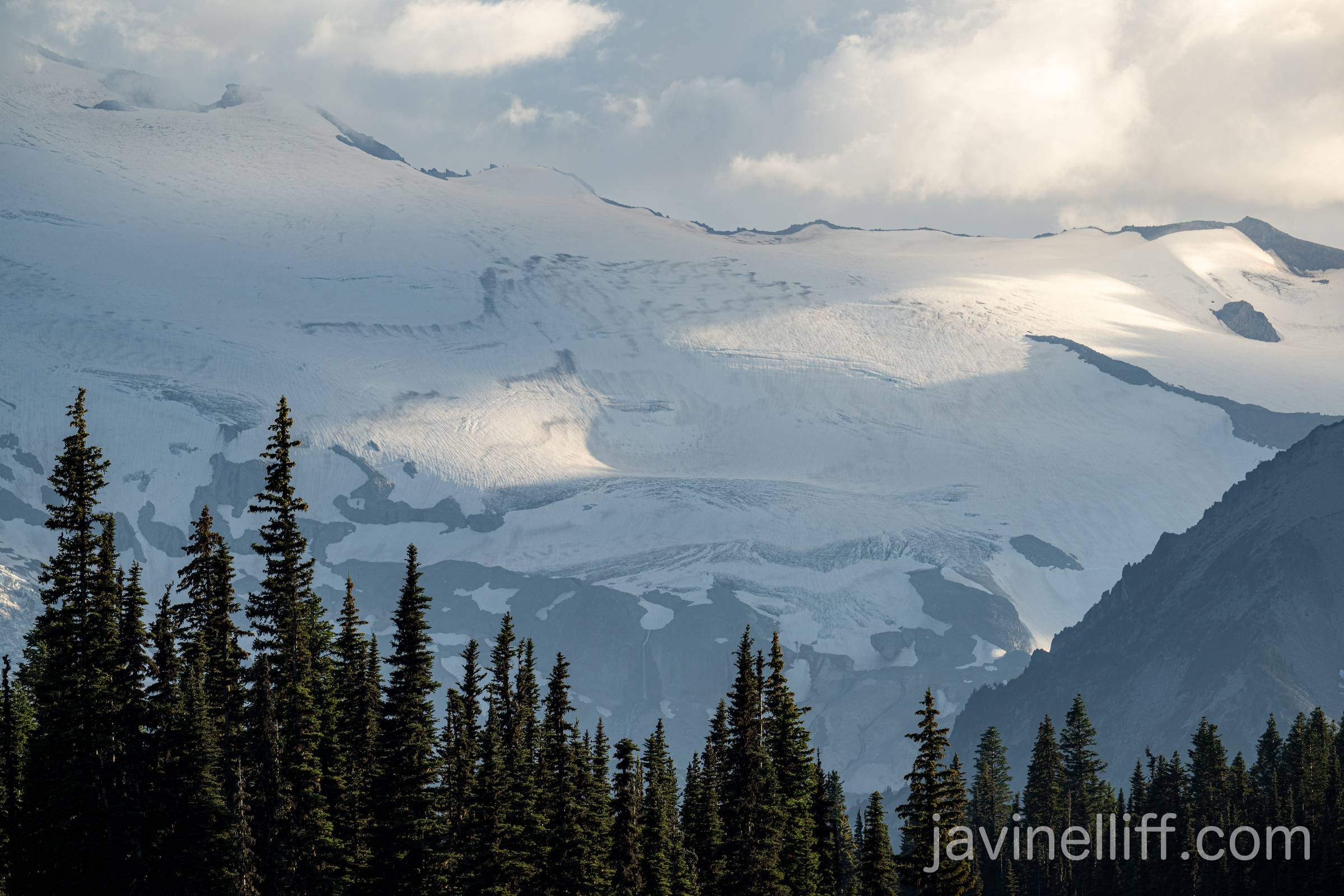 Russell Glacier Evening light on Russell Glacier on the north side of Mount Rainier.